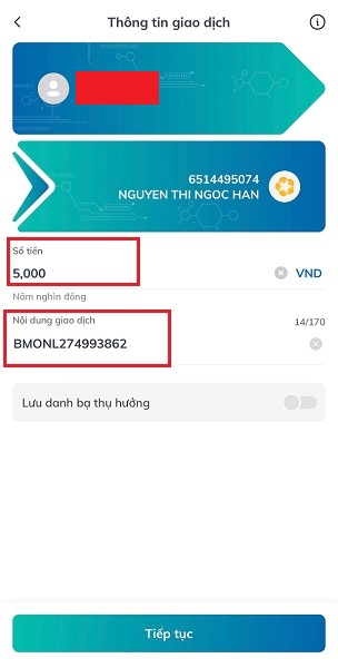 Nhập số tiền